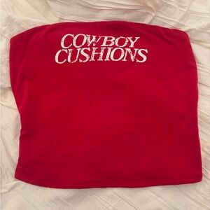 Cowboy Cushions Red Strapless Crop Top